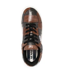 Мужские коричневые кожаные низкие кеды от Sunnei