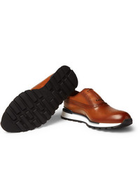 Мужские коричневые кожаные низкие кеды от Berluti