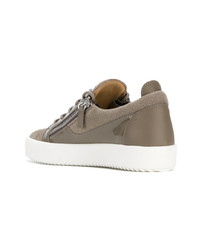 Мужские коричневые кожаные низкие кеды от Giuseppe Zanotti Design