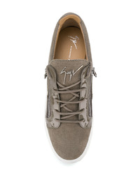 Мужские коричневые кожаные низкие кеды от Giuseppe Zanotti Design