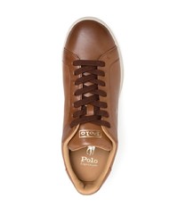 Мужские коричневые кожаные низкие кеды от Polo Ralph Lauren