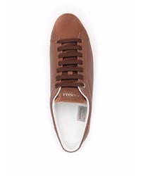 Мужские коричневые кожаные низкие кеды от Canali