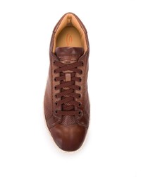 Мужские коричневые кожаные низкие кеды от Santoni