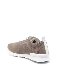 Мужские коричневые кожаные низкие кеды от Kiton