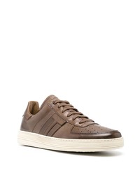 Мужские коричневые кожаные низкие кеды от Tom Ford