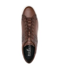 Мужские коричневые кожаные низкие кеды от Hogan
