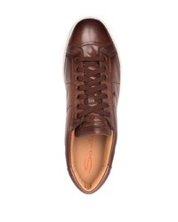 Мужские коричневые кожаные низкие кеды от Santoni