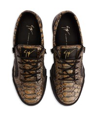 Мужские коричневые кожаные низкие кеды от Giuseppe Zanotti