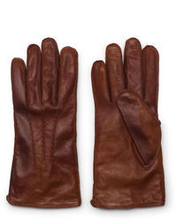 Коричневые кожаные перчатки