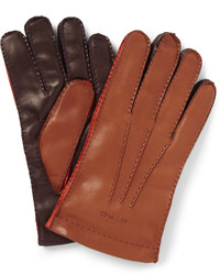 Мужские коричневые кожаные перчатки от Etro