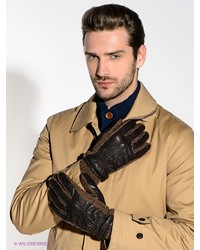 Мужские коричневые кожаные перчатки от Labbra