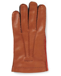 Мужские коричневые кожаные перчатки от Etro