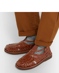 Мужские коричневые кожаные плетеные сандалии от Yuketen