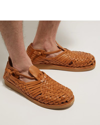 Мужские коричневые кожаные плетеные сандалии от Yuketen