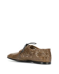 Коричневые кожаные плетеные туфли дерби от Dolce & Gabbana