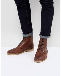 Мужские коричневые кожаные повседневные ботинки от ASOS DESIGN