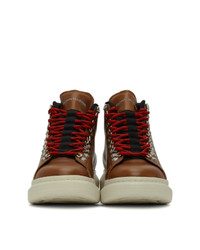 Мужские коричневые кожаные повседневные ботинки от Alexander McQueen