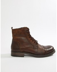 Мужские коричневые кожаные повседневные ботинки от Jack & Jones