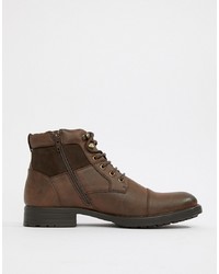 Мужские коричневые кожаные повседневные ботинки от New Look