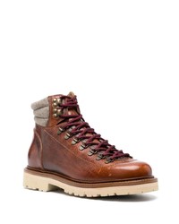 Мужские коричневые кожаные повседневные ботинки от Brunello Cucinelli