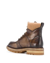 Мужские коричневые кожаные рабочие ботинки от Santoni
