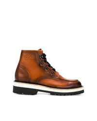 Мужские коричневые кожаные рабочие ботинки от DSQUARED2