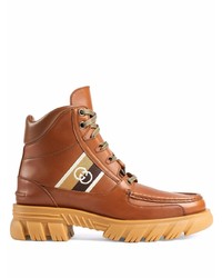 Мужские коричневые кожаные рабочие ботинки от Gucci