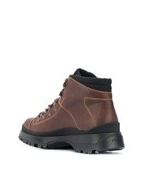 Мужские коричневые кожаные рабочие ботинки от Prada