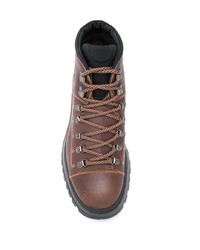 Мужские коричневые кожаные рабочие ботинки от Prada