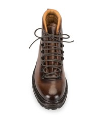 Мужские коричневые кожаные рабочие ботинки от Officine Creative