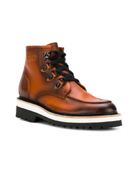 Мужские коричневые кожаные рабочие ботинки от DSQUARED2