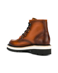Мужские коричневые кожаные рабочие ботинки от DSQUARED2