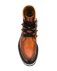 Мужские коричневые кожаные рабочие ботинки от DSQUARED2