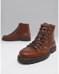 Мужские коричневые кожаные рабочие ботинки от Selected Homme