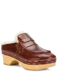 Коричневые кожаные сабо от MM6 MAISON MARGIELA