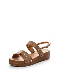 Коричневые кожаные сандалии на плоской подошве от Betsy