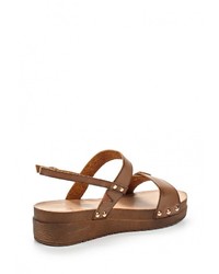 Коричневые кожаные сандалии на плоской подошве от Betsy
