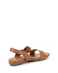 Коричневые кожаные сандалии на плоской подошве от Caprice