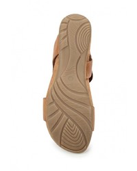 Коричневые кожаные сандалии на плоской подошве от Caprice