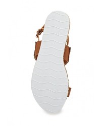 Коричневые кожаные сандалии на плоской подошве от Chicmuse