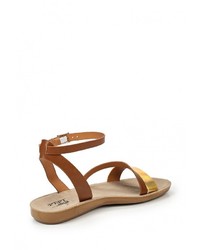 Коричневые кожаные сандалии на плоской подошве от PTPT