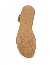 Коричневые кожаные сандалии на плоской подошве от PTPT