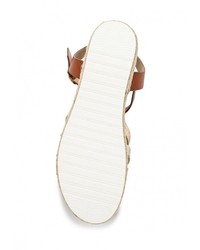 Коричневые кожаные сандалии на плоской подошве от Renda