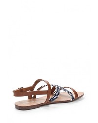 Коричневые кожаные сандалии на плоской подошве от SPRINGFIELD