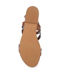 Коричневые кожаные сандалии на плоской подошве от SPRINGFIELD