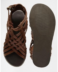 Мужские коричневые кожаные сандалии от Asos