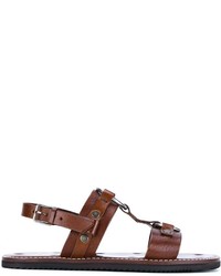 Мужские коричневые кожаные сандалии от Saint Laurent
