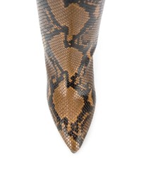 Коричневые кожаные сапоги со змеиным рисунком от Paris Texas