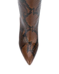 Коричневые кожаные сапоги со змеиным рисунком от Paris Texas