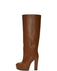 Коричневые кожаные сапоги от Gucci